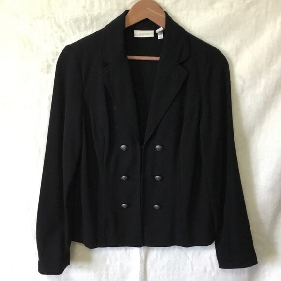 Chico's Black Double Row Hood w/ Eye Closure Blazer - Picture 2 of 13